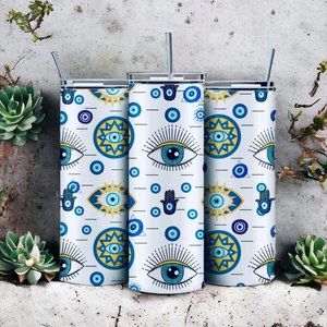 STYLISH  LUCKY EYE  20oz Skinny Tumbler Insulated Custom Printed .( 1 PC )